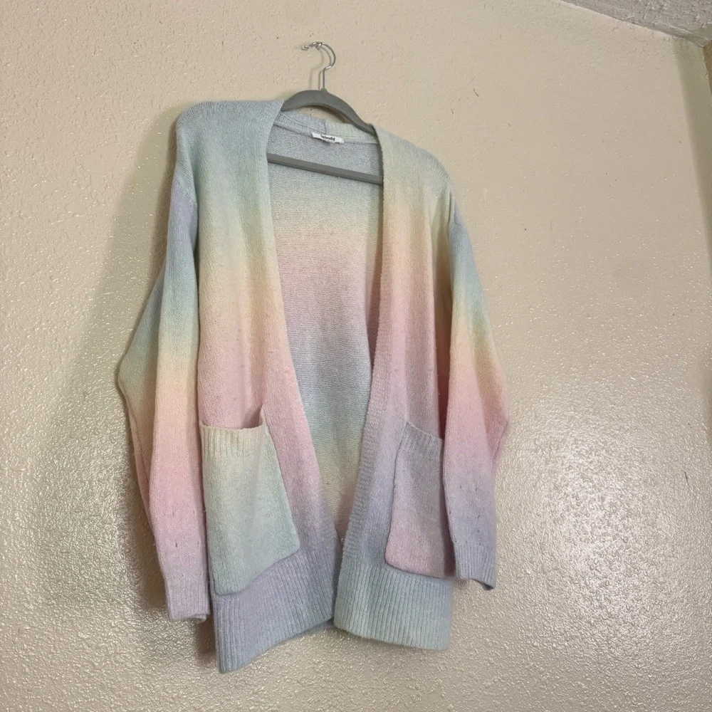 Splendid Eloise Rainbow Open Front Cardigan Pastel